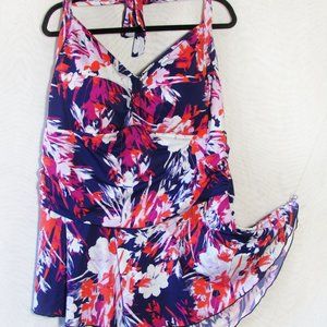 SWIMSUITS FOR ALL 32 One Piece Halter Skirted Swimsuit